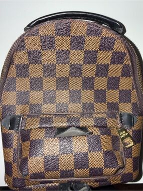 Brown Checkered Men’s Backpack - Classic Canvas Look(without straps)